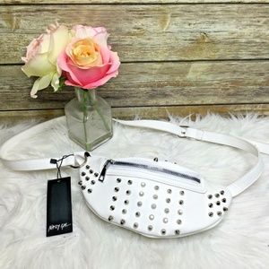 Nasty Gal White Faux Leather Studded Fanny Pack
